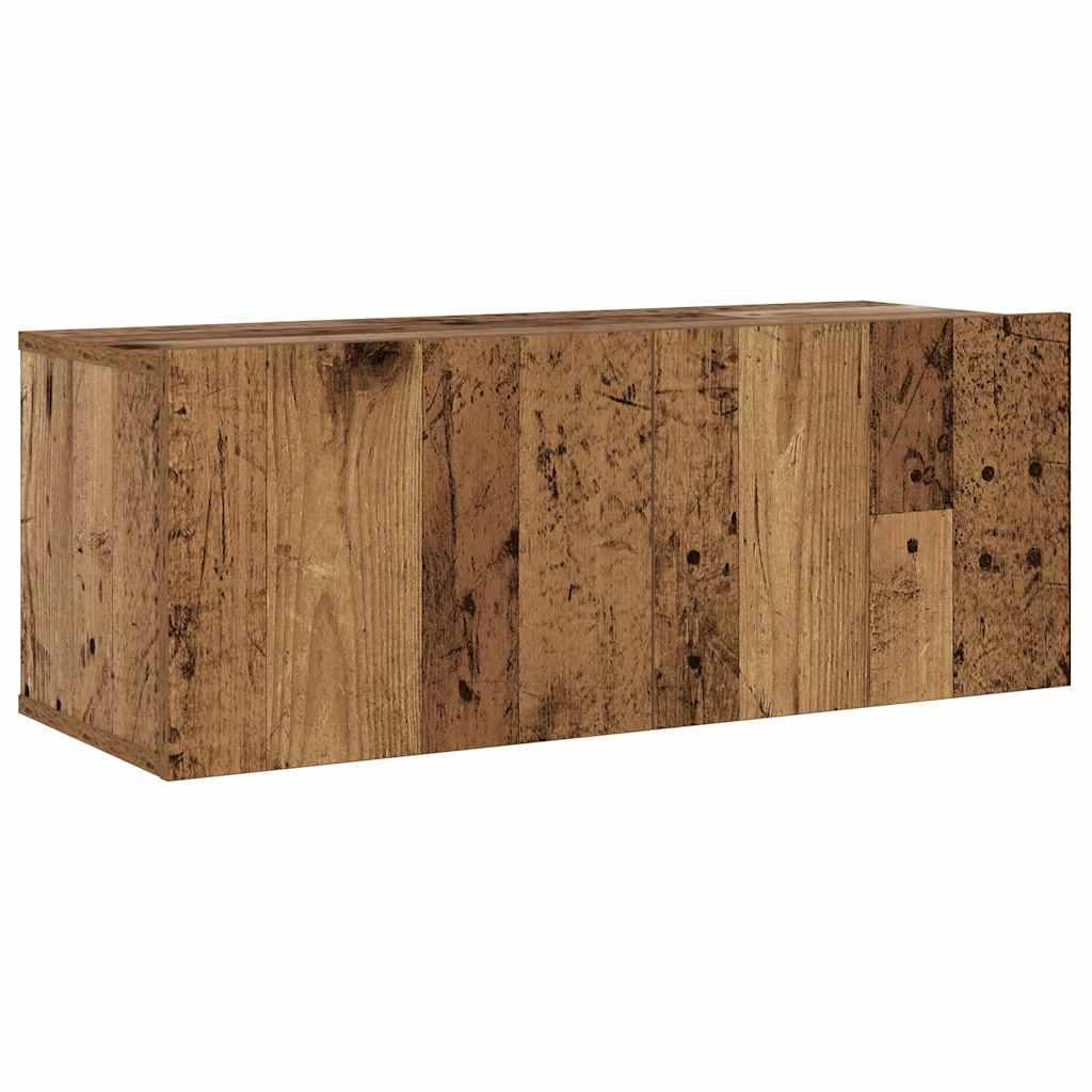 Tv-wandkasten 3 st bewerkt hout oud houtkleurig