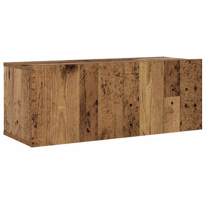 Tv-wandkasten 3 st bewerkt hout oud houtkleurig