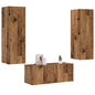 Tv-wandkasten 3 st bewerkt hout oud houtkleurig