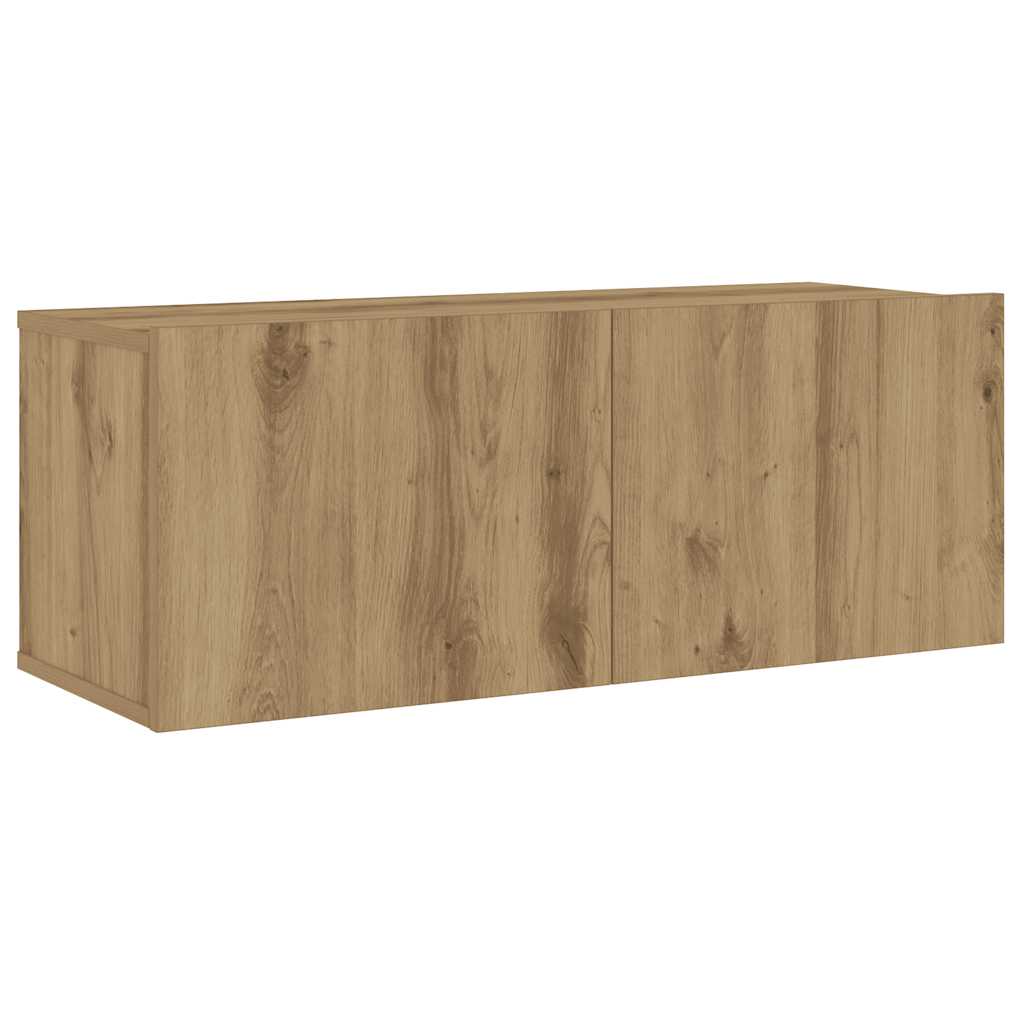 Tv-wandkasten 6 st bewerkt hout artisanaal eikenkleurig
