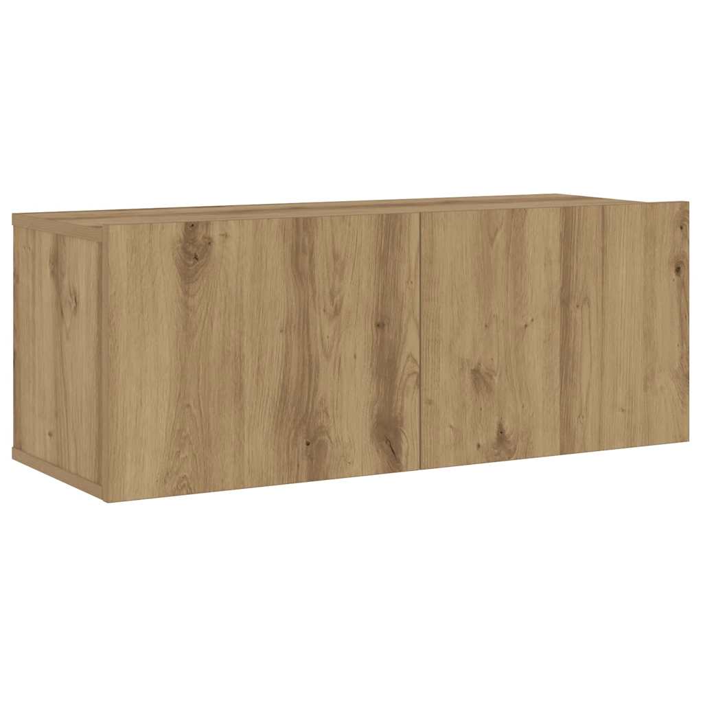 Tv-wandkasten 4 st bewerkt hout artisanaal eikenkleurig