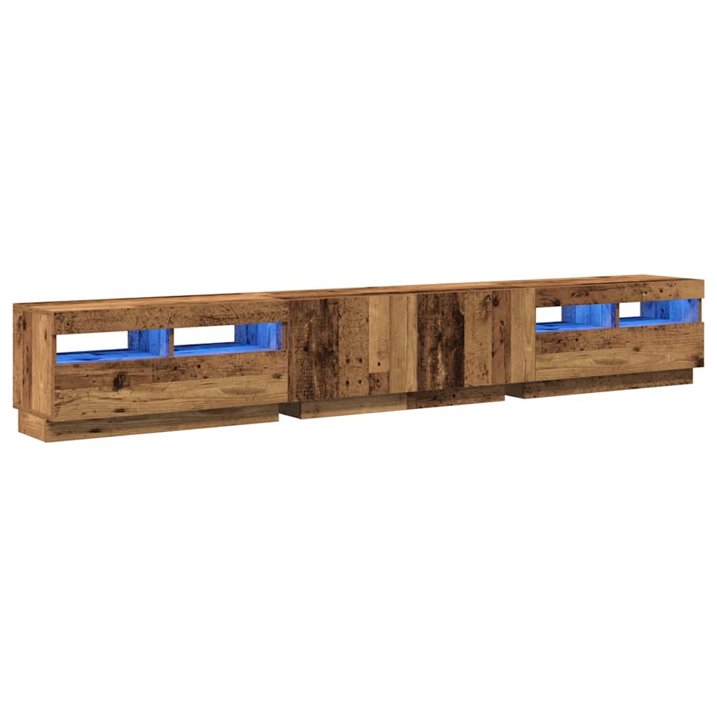 Tv-meubel met LED 260x35x40 cm bewerkt hout oud hout