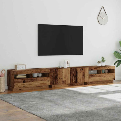 Tv-meubel met LED 260x35x40 cm bewerkt hout oud hout