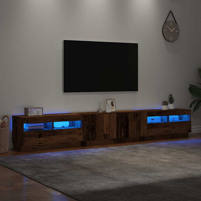 Tv-meubel met LED 260x35x40 cm bewerkt hout oud hout