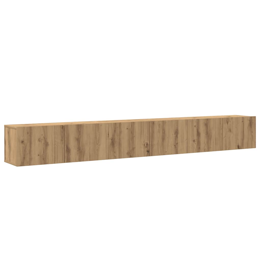 3-delig Tv-meubelset wandmontage bewerkt hout artisanaal eiken