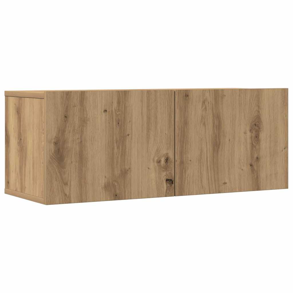 3-delig Tv-meubelset wandmontage bewerkt hout artisanaal eiken