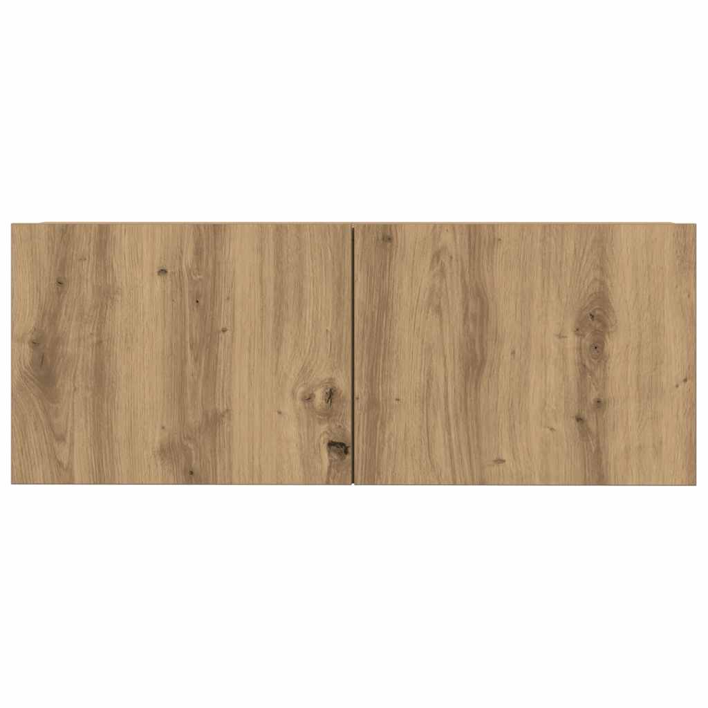 4-delig Tv-meubelset wandmontage bewerkt hout artisanaal eiken