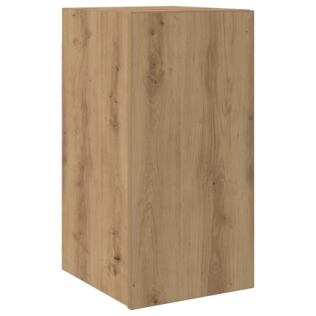 4-delig Tv-meubelset wandmontage bewerkt hout artisanaal eiken