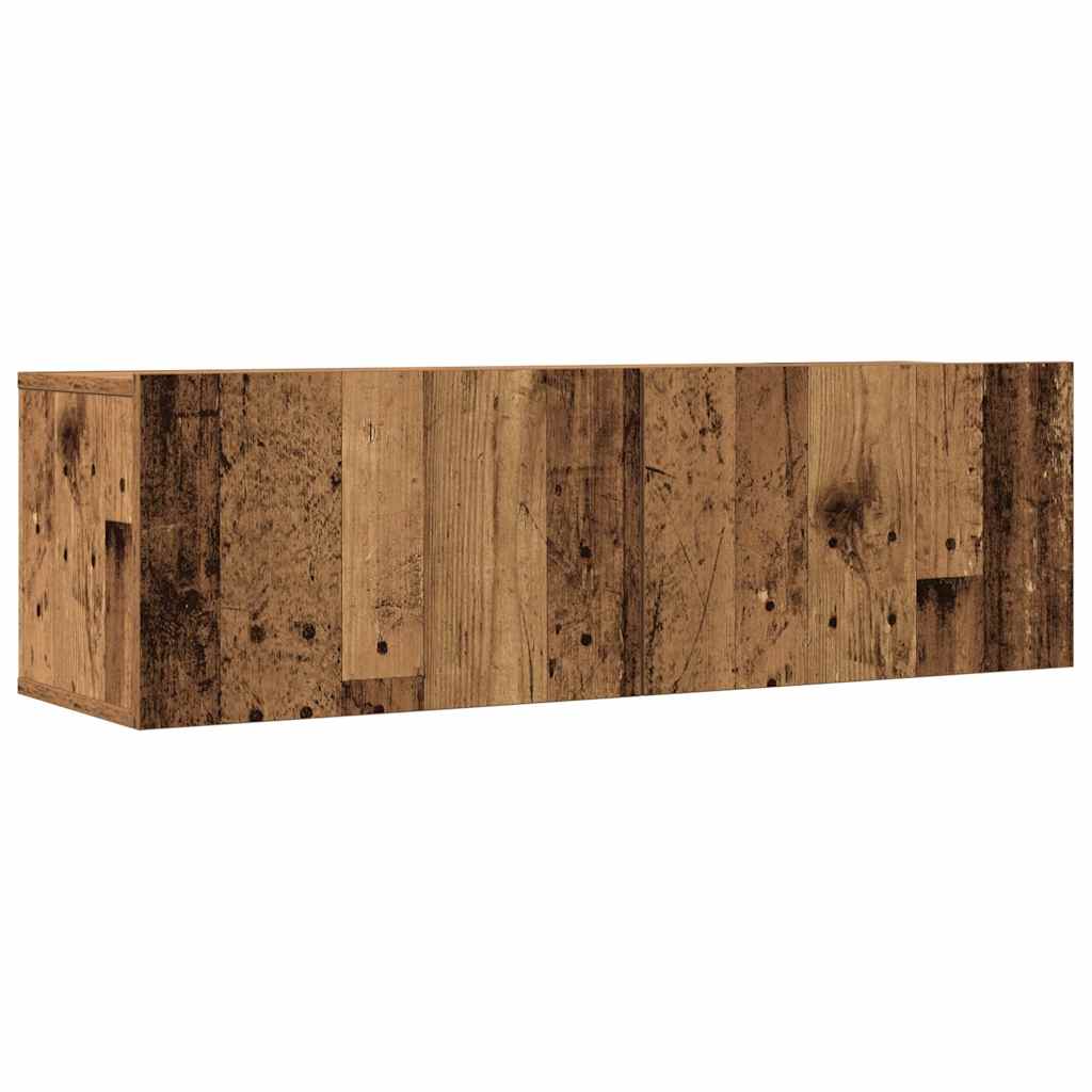 4-delig Tv-meubelset wandmontage bewerkt hout oud houtkleurig
