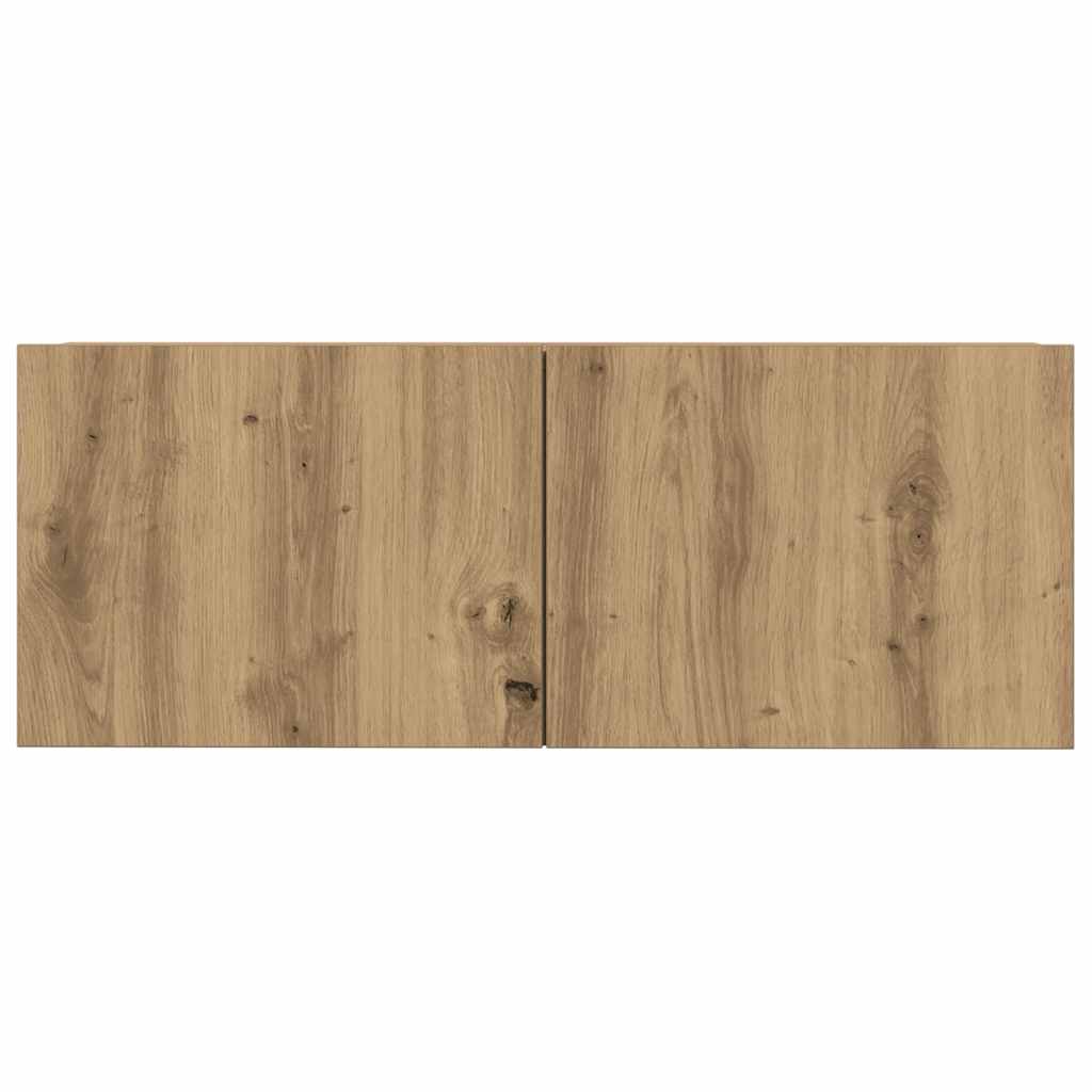 4-delig Tv-meubelset wandmontage bewerkt hout artisanaal eiken