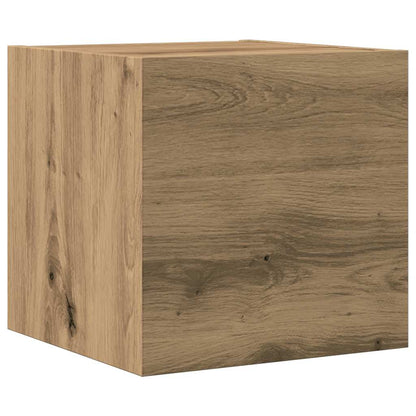 4-delig Tv-meubelset wandmontage bewerkt hout artisanaal eiken