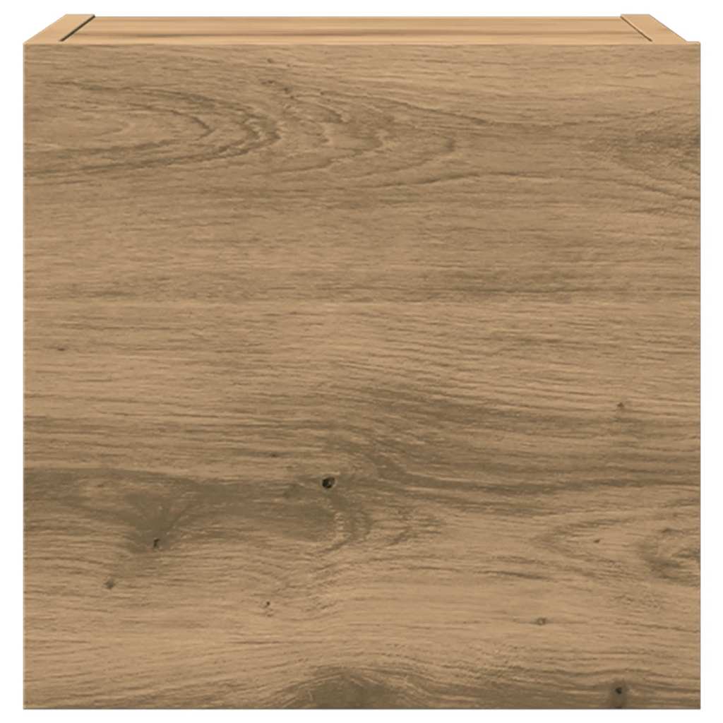 4-delig Tv-meubelset wandmontage bewerkt hout artisanaal eiken