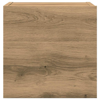 4-delig Tv-meubelset wandmontage bewerkt hout artisanaal eiken
