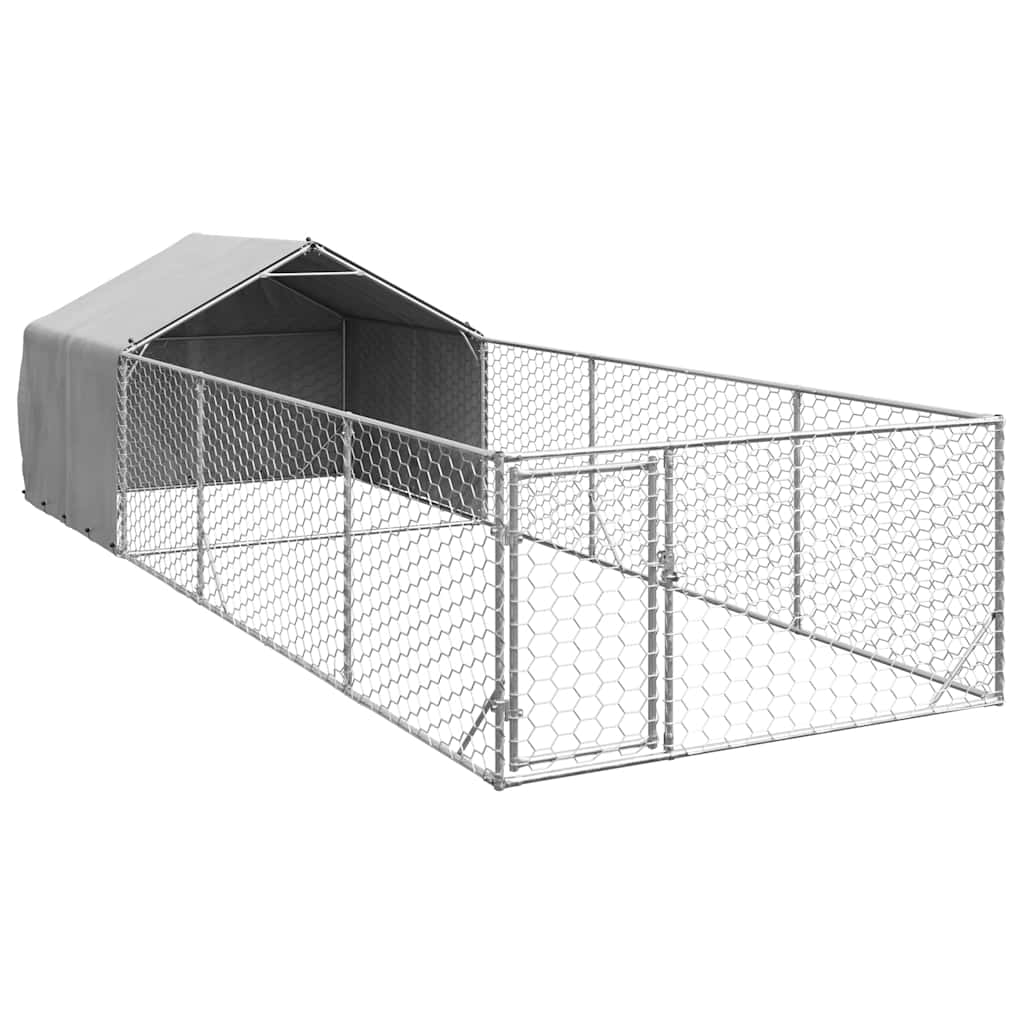 Hondenkennel Met Ren 6X2X1,5 M Gegalvaniseerd Staal 6 x 2 x 1.5 m