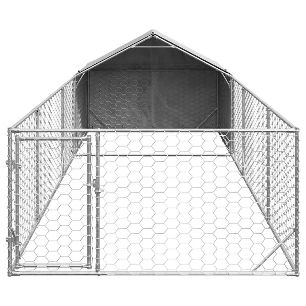 Hondenkennel Met Ren 6X2X1,5 M Gegalvaniseerd Staal 6 x 2 x 1.5 m