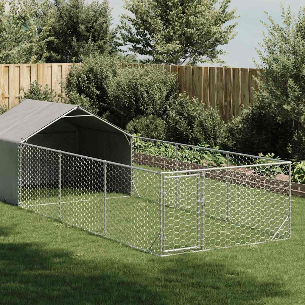 Hondenkennel Met Ren 6X2X1,5 M Gegalvaniseerd Staal 6 x 2 x 1.5 m