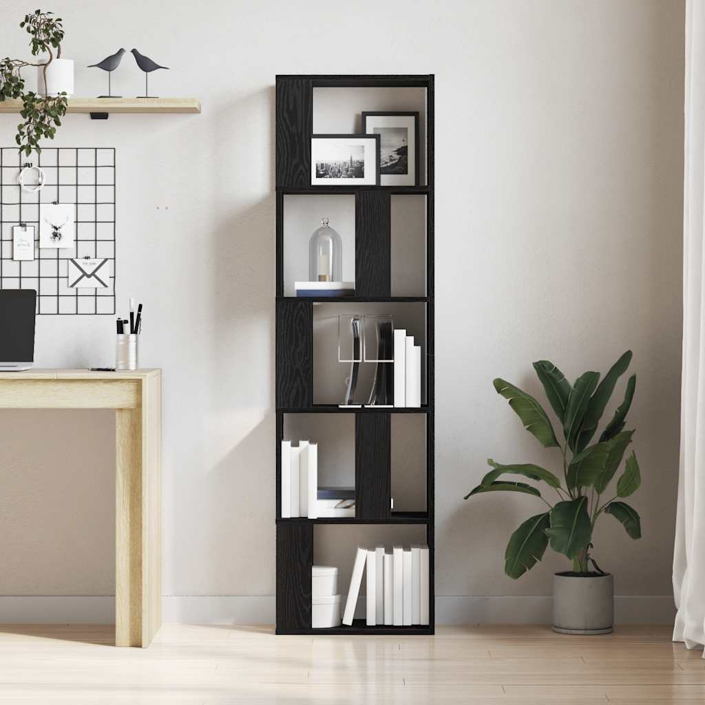 Boekenkast/scheidingsscherm spaanplaat zwart eikenkleurig
