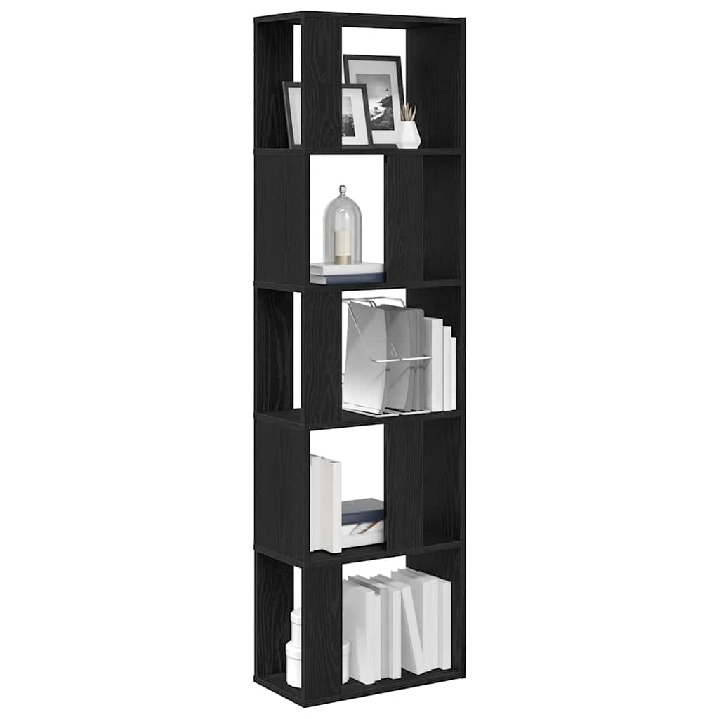 Boekenkast/scheidingsscherm spaanplaat zwart eikenkleurig