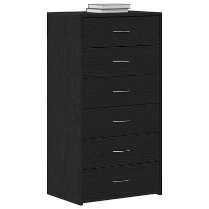 Dressoir met 6 lades 50x34x96 cm spaanplaat zwart eikenkleurig