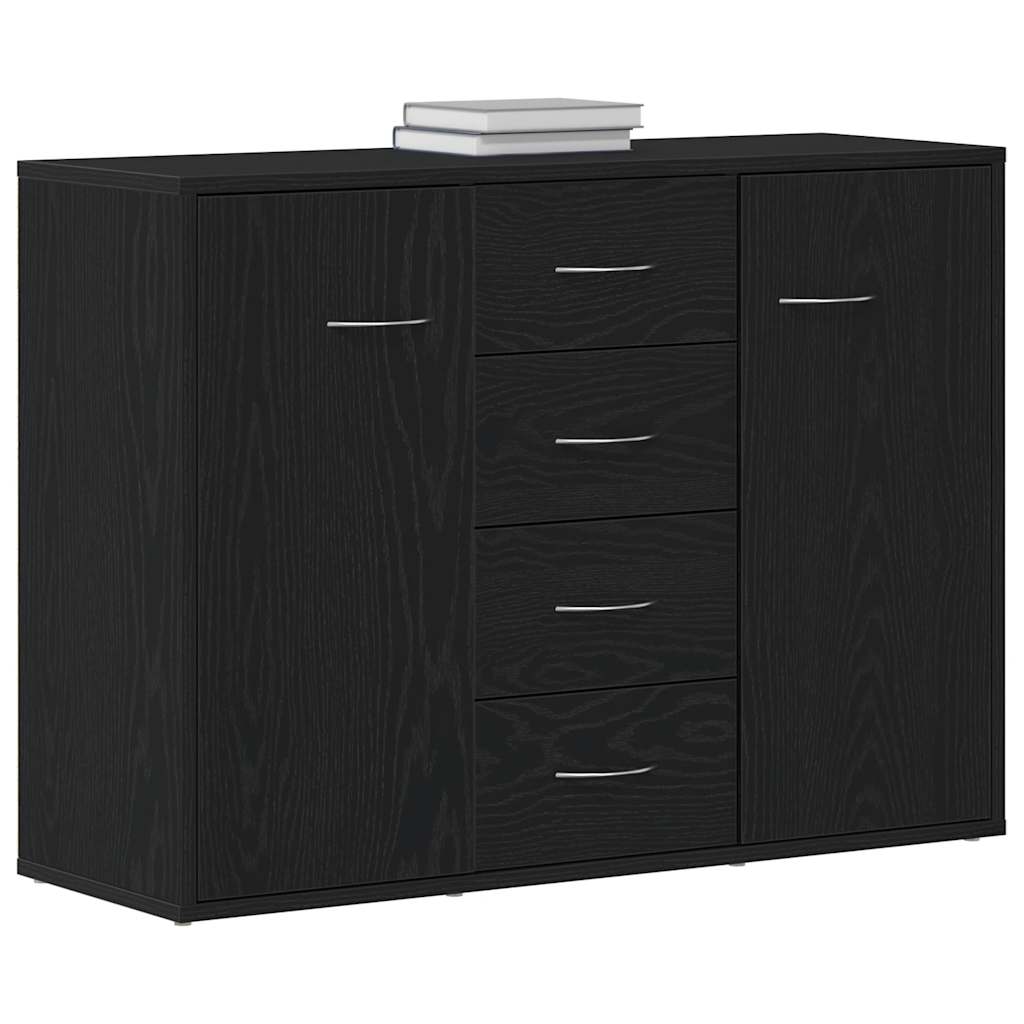 Dressoir 88x30x64 cm bewerkt hout zwart eikenkleurig