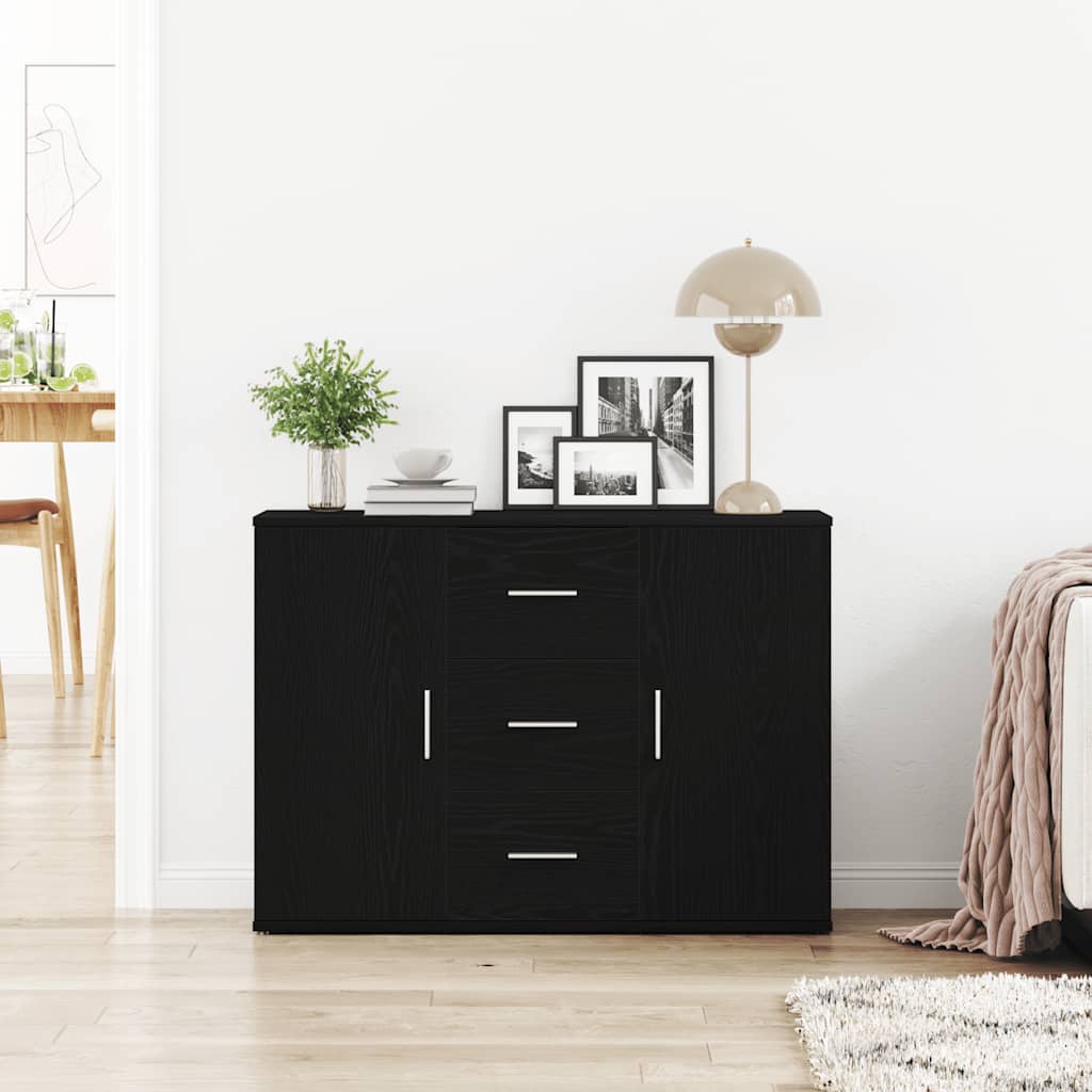 Dressoir 91x29,5x65 cm spaanplaat zwart eikenkleurig