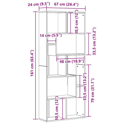 Boekenkast 67x24x161 cm bewerkt hout zwart eikenkleurig