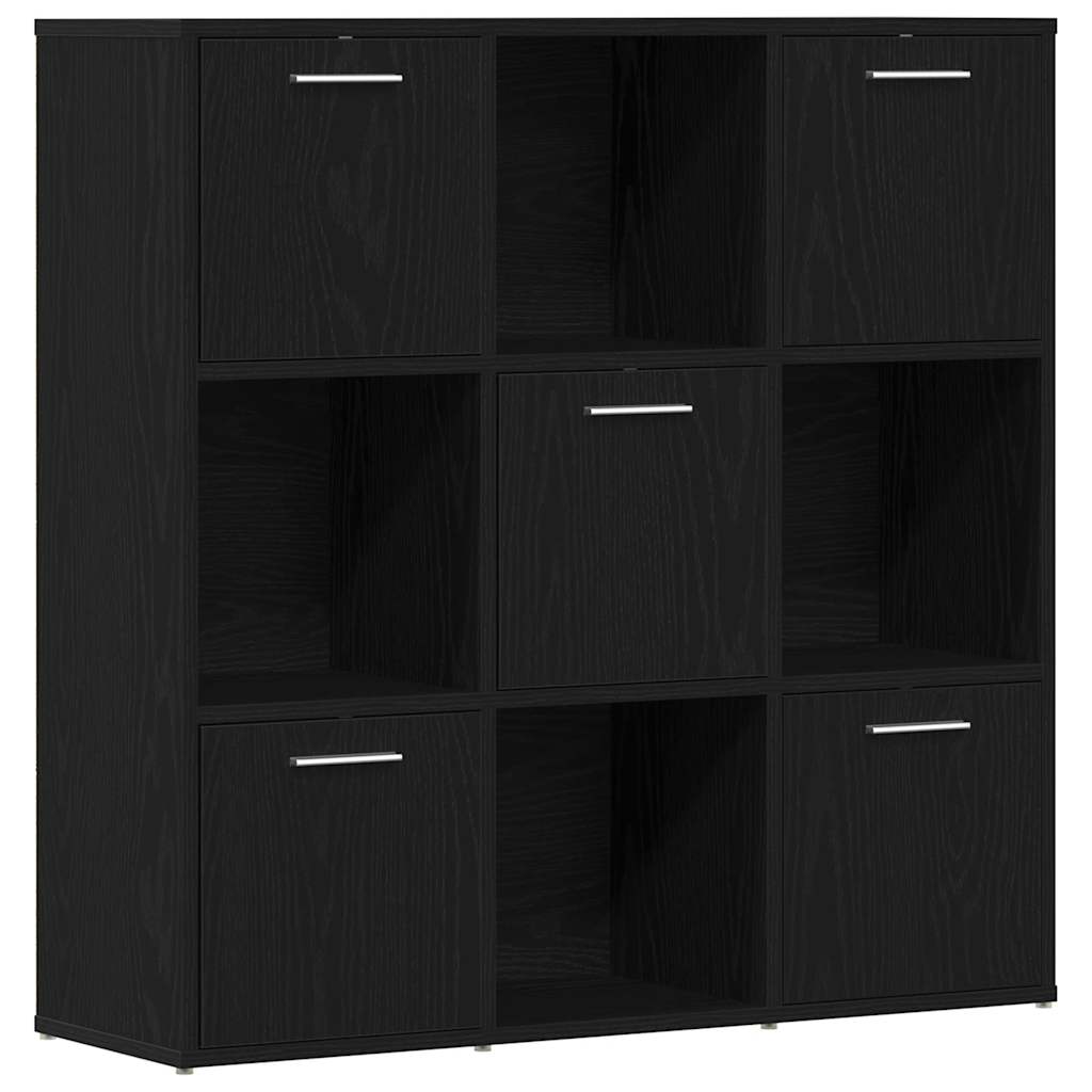 Boekenkast 90x28x90 cm bewerkt hout zwart eikenkleur