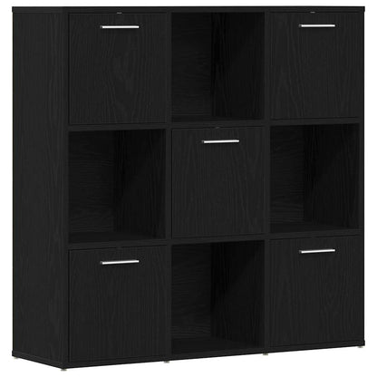 Boekenkast 90x28x90 cm bewerkt hout zwart eikenkleur