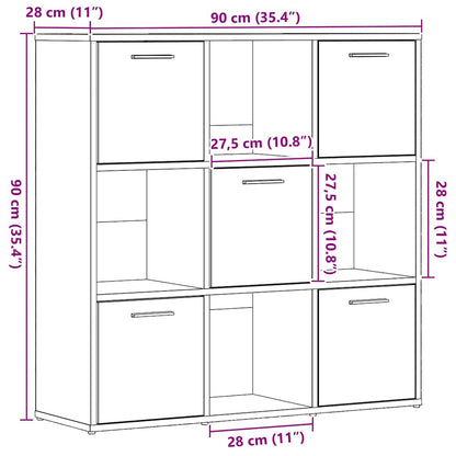 Boekenkast 90x28x90 cm bewerkt hout zwart eikenkleur