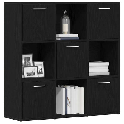 Boekenkast 90x28x90 cm bewerkt hout zwart eikenkleur
