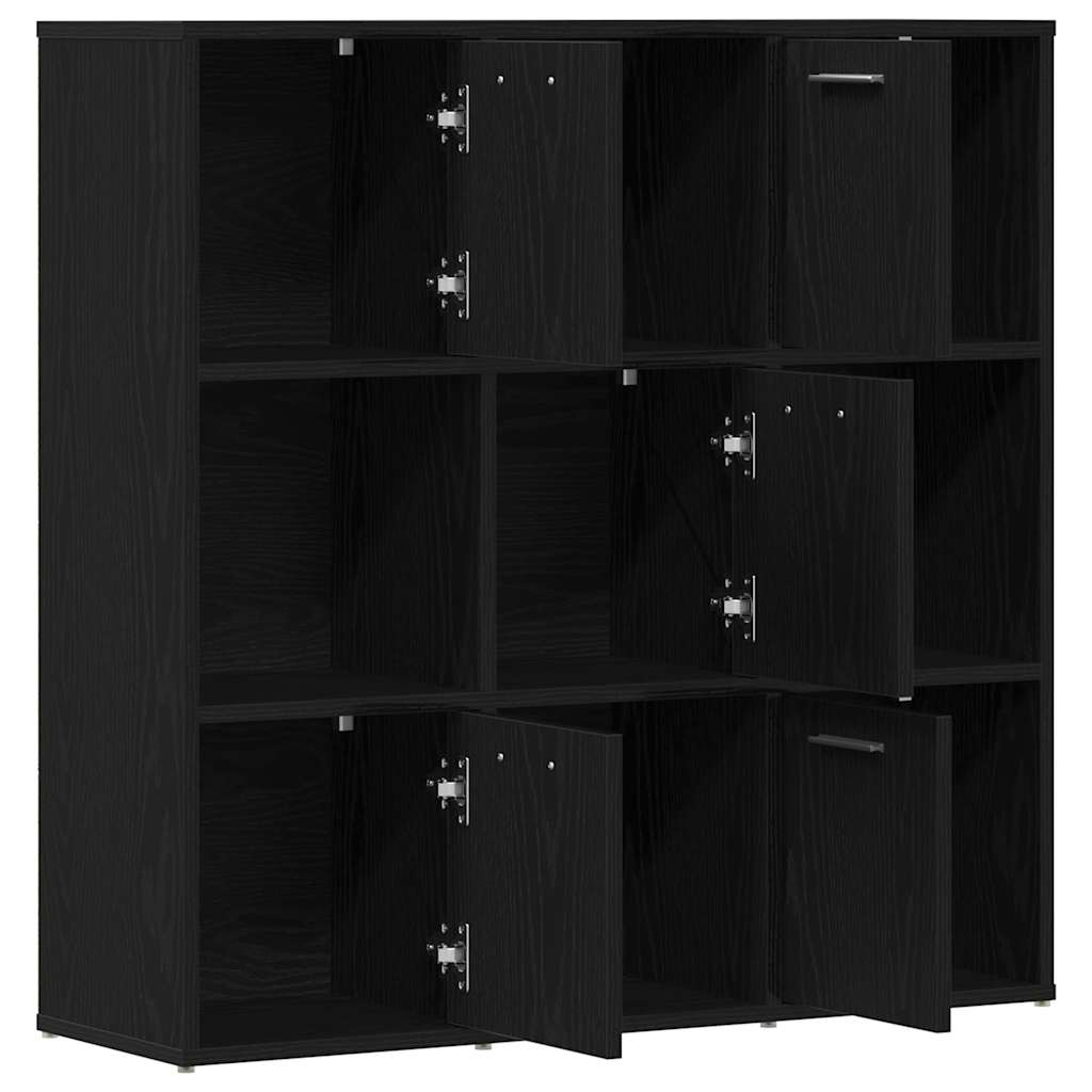 Boekenkast 90x28x90 cm bewerkt hout zwart eikenkleur