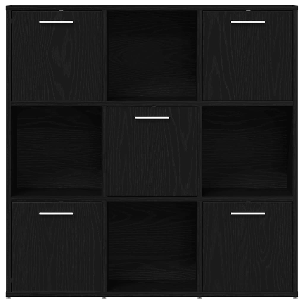 Boekenkast 90x28x90 cm bewerkt hout zwart eikenkleur