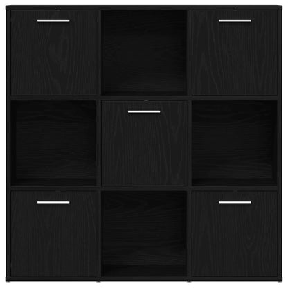 Boekenkast 90x28x90 cm bewerkt hout zwart eikenkleur