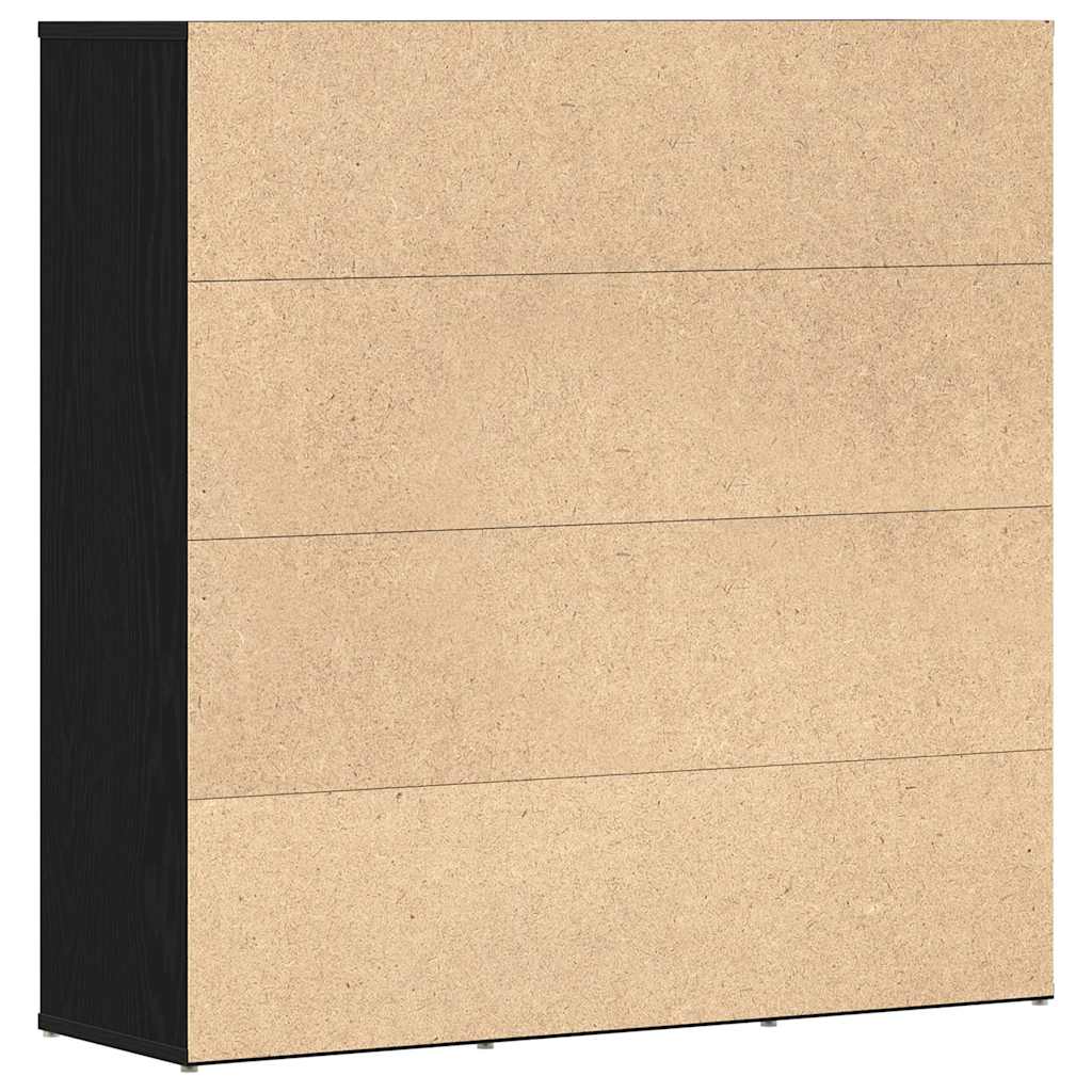 Boekenkast 90x28x90 cm bewerkt hout zwart eikenkleur