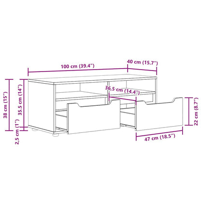 Tv-meubel VISNES 100x40x38 cm bewerkt hout wit
