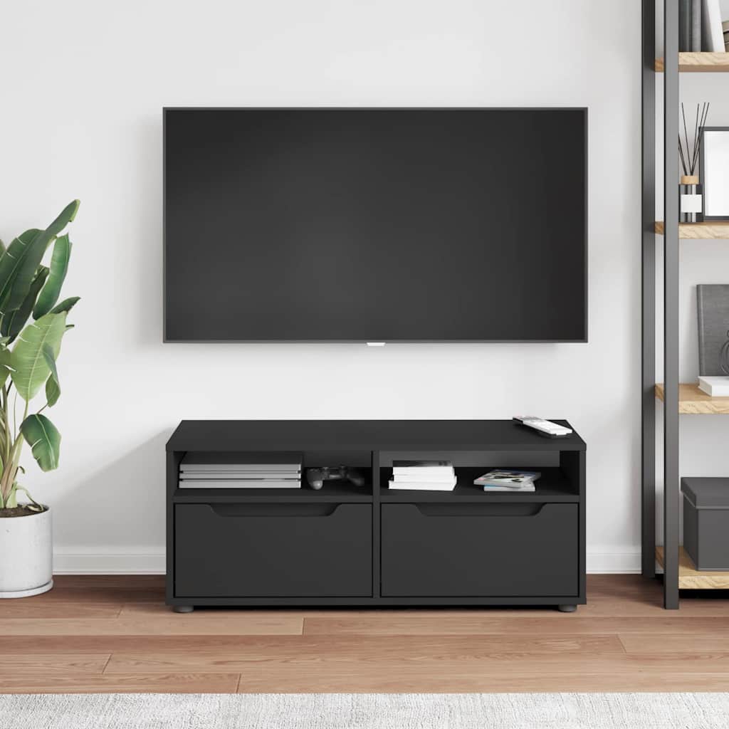 Tv-meubel VISNES 100x40x38 cm bewerkt hout zwart