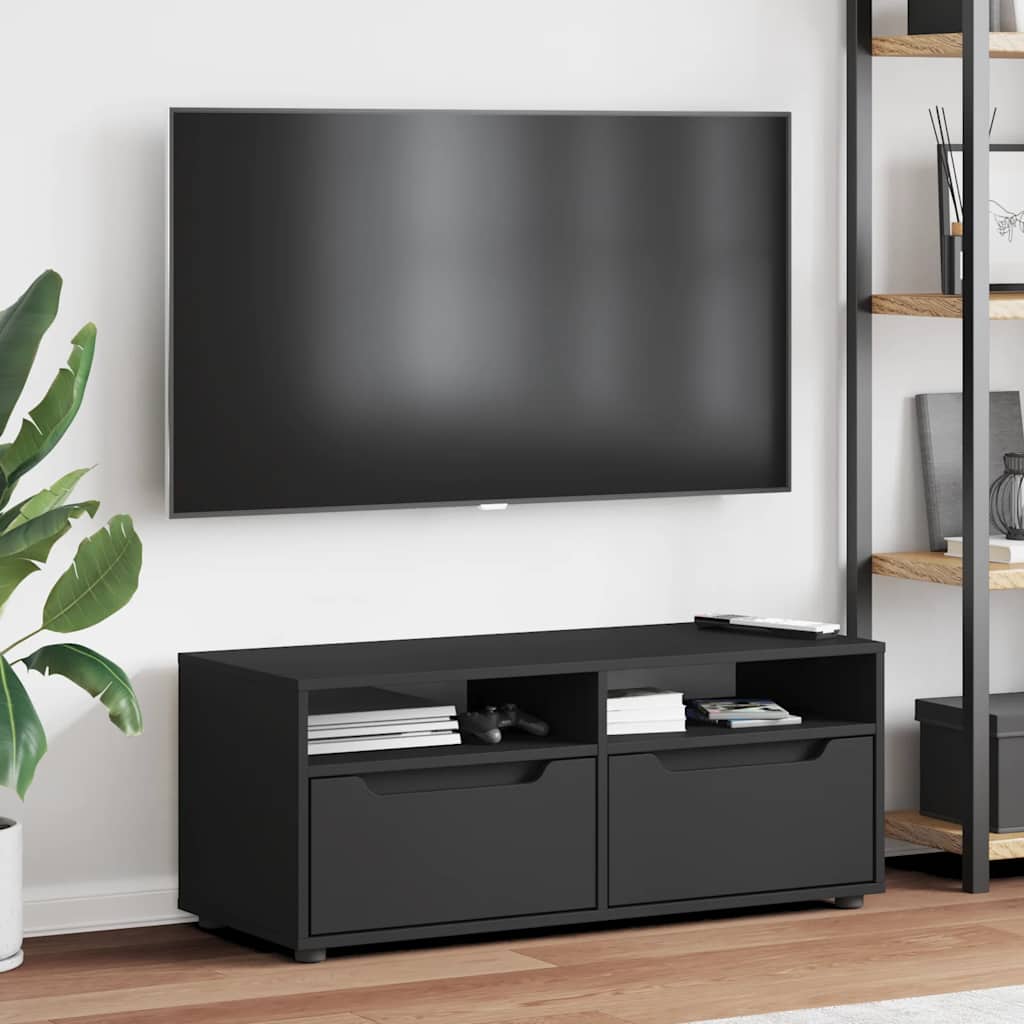 Tv-meubel VISNES 100x40x38 cm bewerkt hout zwart