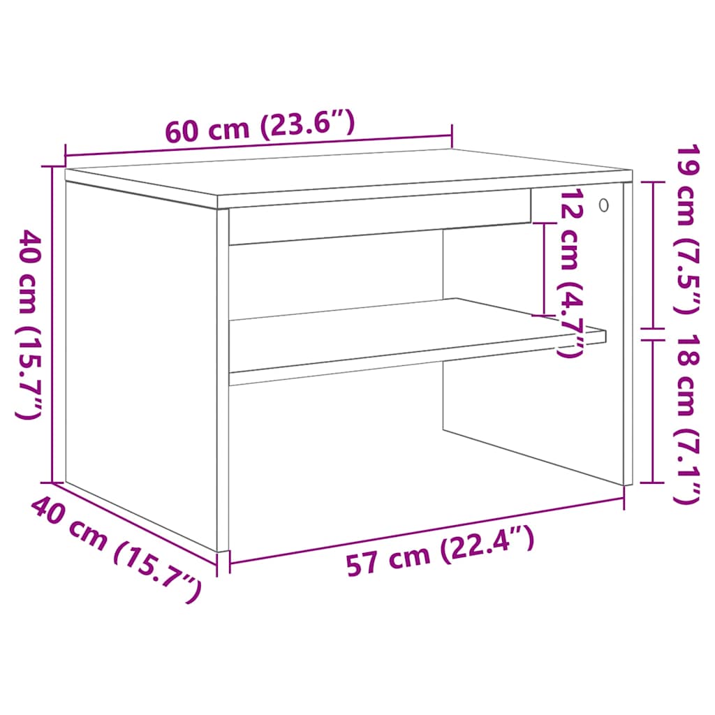 Tv-meubel 60x40x40 cm bewerkt hout betongrijs