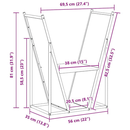 Brandhoutrek 69,5x35x81 cm koudgewalst staal wit