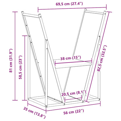 Brandhoutrek 69,5x35x81 cm koudgewalst staal antracietkleurig