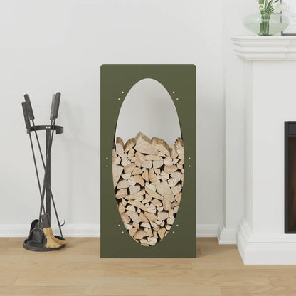Brandhoutrek 50x23x100 cm koudgewalst staal olijfgroen