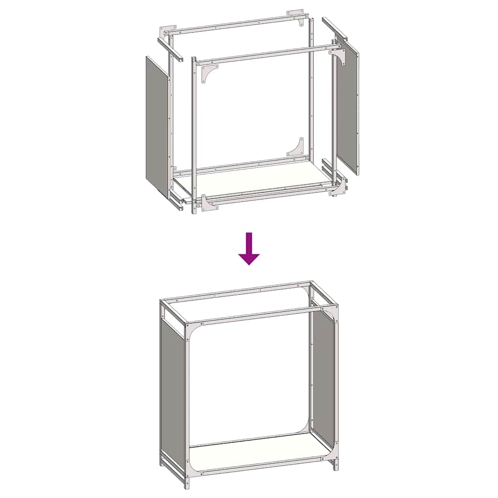 Brandhoutrek 60x28x65 cm koudgewalst staal wit