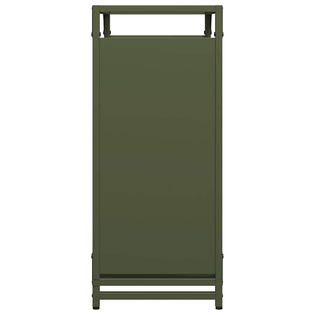 Brandhoutrek 60x28x65 cm koudgewalst staal olijfgroen