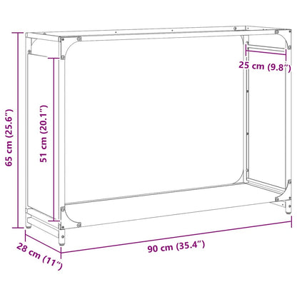 Brandhoutrek 90x28x65 cm koudgewalst staal zwart