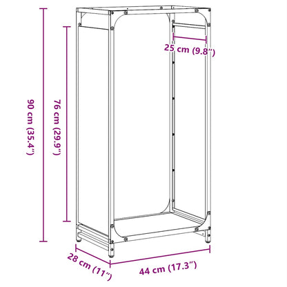 Brandhoutrek 44x28x90 cm koudgewalst staal antracietkleurig