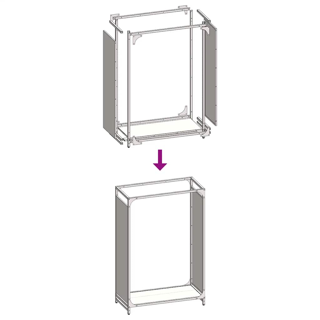 Brandhoutrek 60x28x90 cm koudgewalst staal wit