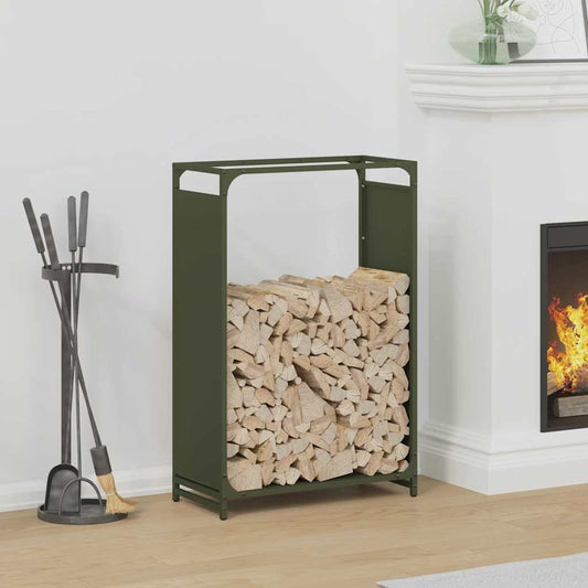 Brandhoutrek 60x28x90 cm koudgewalst staal olijfgroen