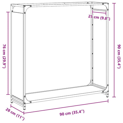 Brandhoutrek 90x28x90 cm koudgewalst staal zwart