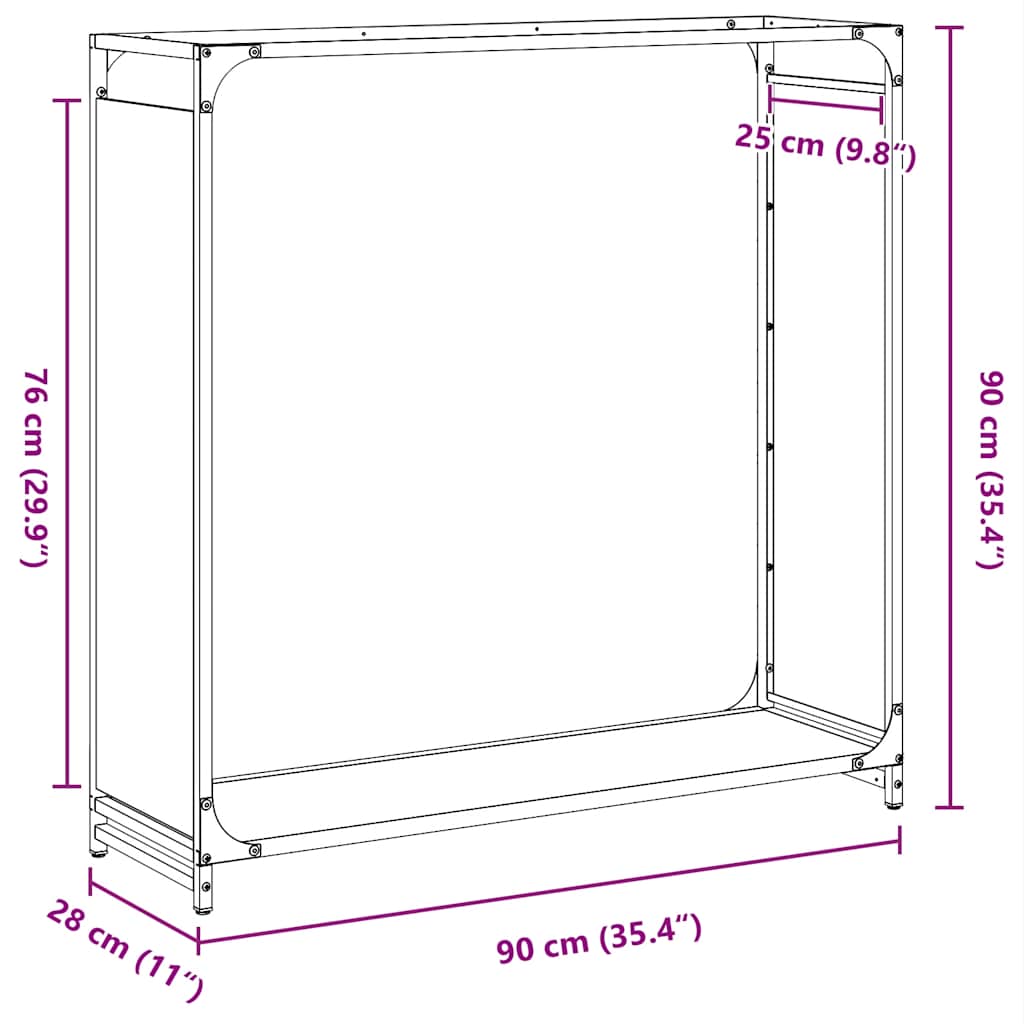 Brandhoutrek 90x28x90 cm koudgewalst staal wit