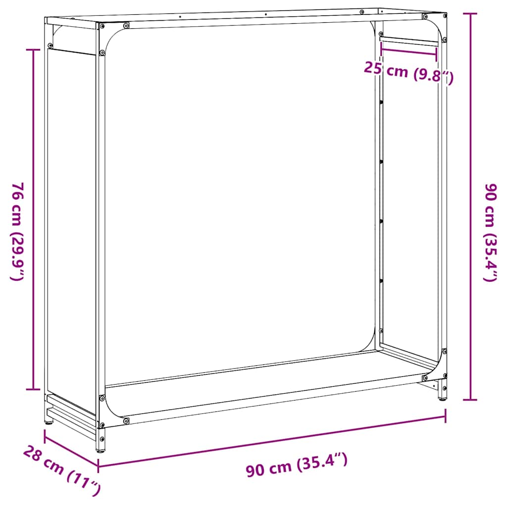 Brandhoutrek 90x28x90 cm koudgewalst staal antracietkleurig